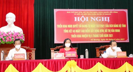 Vũ Quang quán triệt NQ số 04 của BCH Đảng bộ tỉnh; sơ kết đánh giá kết quả xây dựng NTM 7 tháng đầu năm, tổng kết 45 ngày thi đua cao điểm xây dựng NTM.