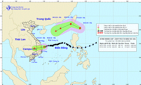 Đường đi của áp thấp nhiệt đới (suy yếu từ bão số 10)