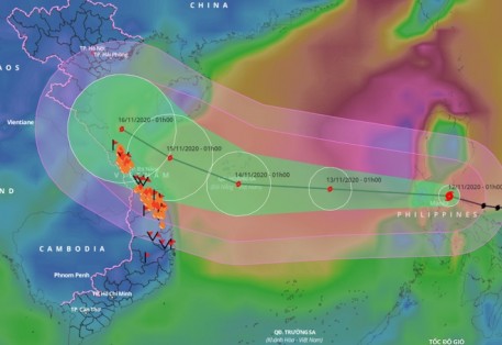 Bão Vamco đổi hướng liên tục, có thể vào Hà Tĩnh